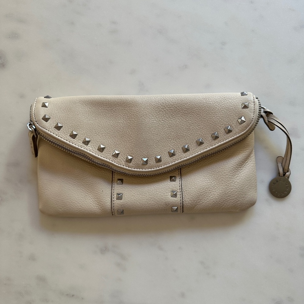 BCBGMAXAZRIA Cream Leather Clutch